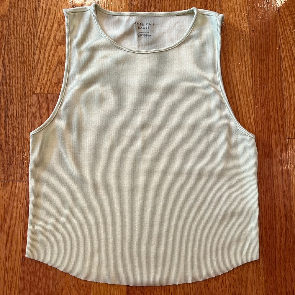 American Eagle Outfitters Soft Mint Ribbed Tank Top